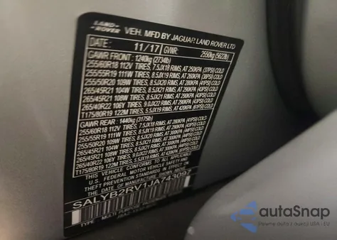 2018 Land Rover Range Rover Velar S из США, поврежденный, VIN SALYB2RV1JA743097